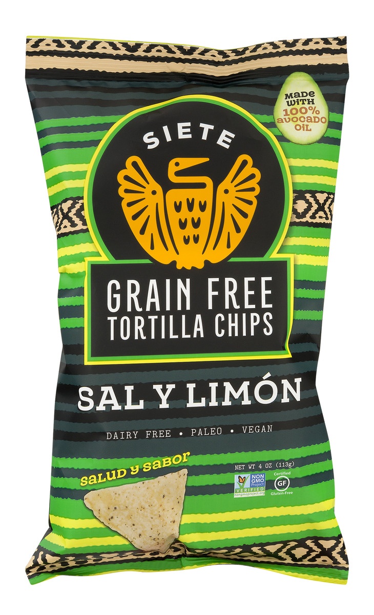 slide 1 of 1, Siete Grain Free Sal Y Limon Tortilla Chips, 4 oz