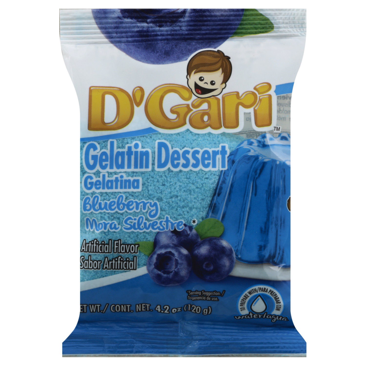 slide 1 of 7, D'Gari Blueberry Gelatin, 4.2 oz
