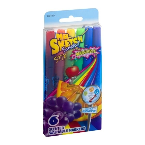 slide 1 of 1, Mr. Sketch Scented Stix, Washable Markers, 6 ct