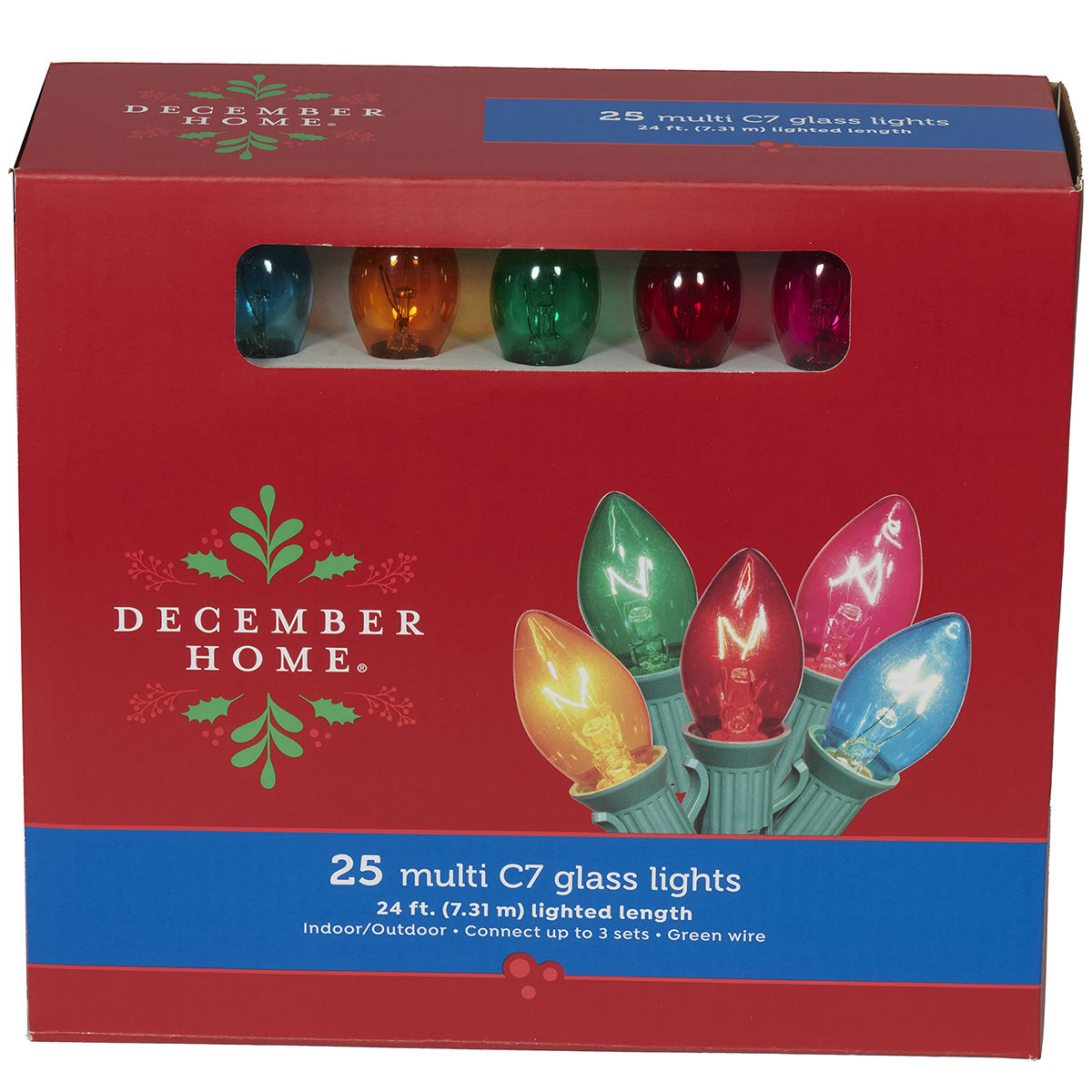 slide 1 of 5, December Home C7 Light Set, Transparent Multi Color, 25 ct