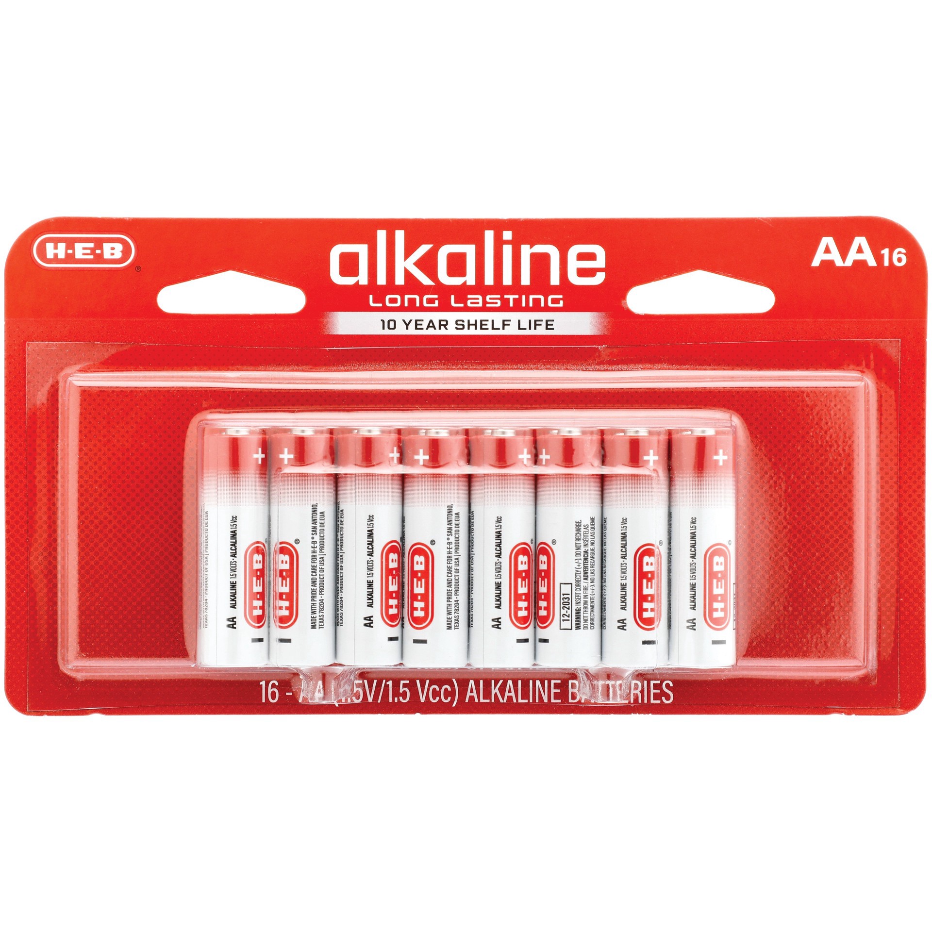 slide 1 of 1, H-E-B Alkaline AA Batteries, 16 ct