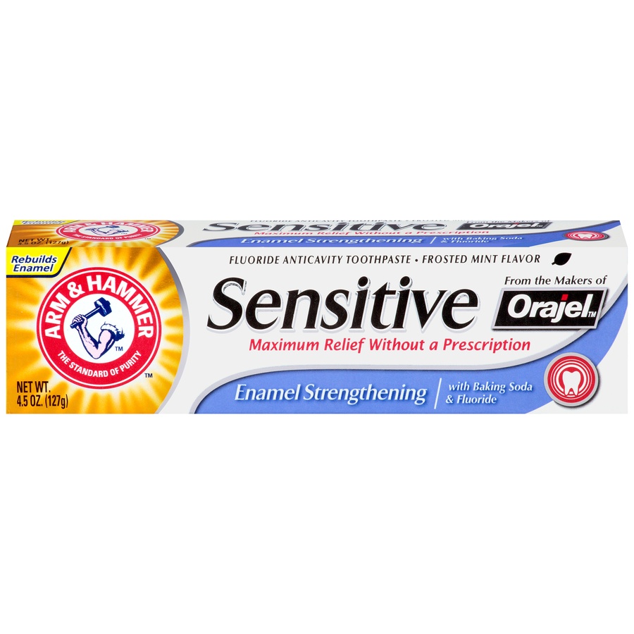 slide 1 of 6, ARM & HAMMER Sensitive Enamel Strengthening Fluoride Anticavity Toothpaste Frosted Mint, 4.5 oz