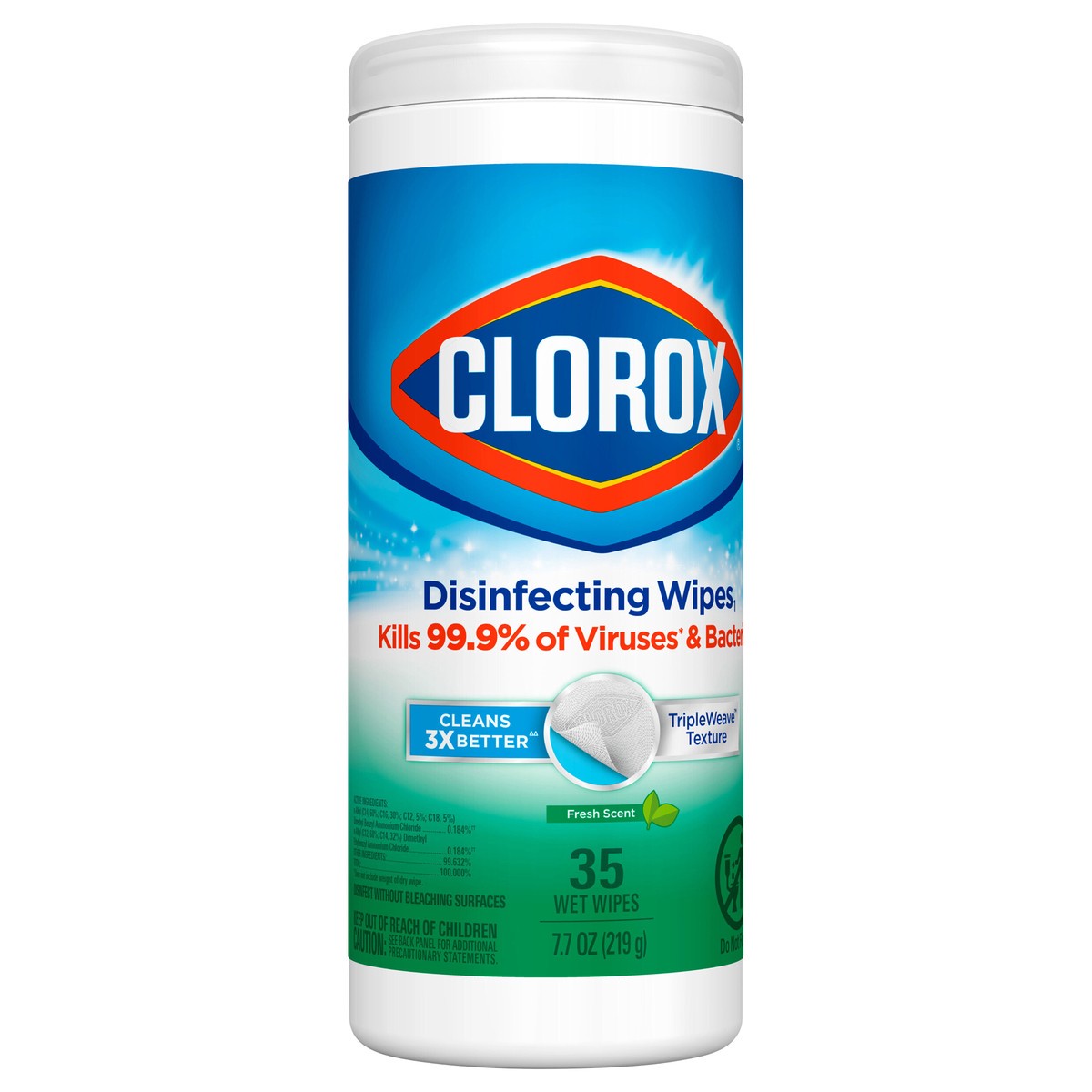 slide 4 of 4, Clorox Disinfecting Wipes, Bleach Free Cleaning Wipes, Fresh Scent, 35 Count, 8.5 oz