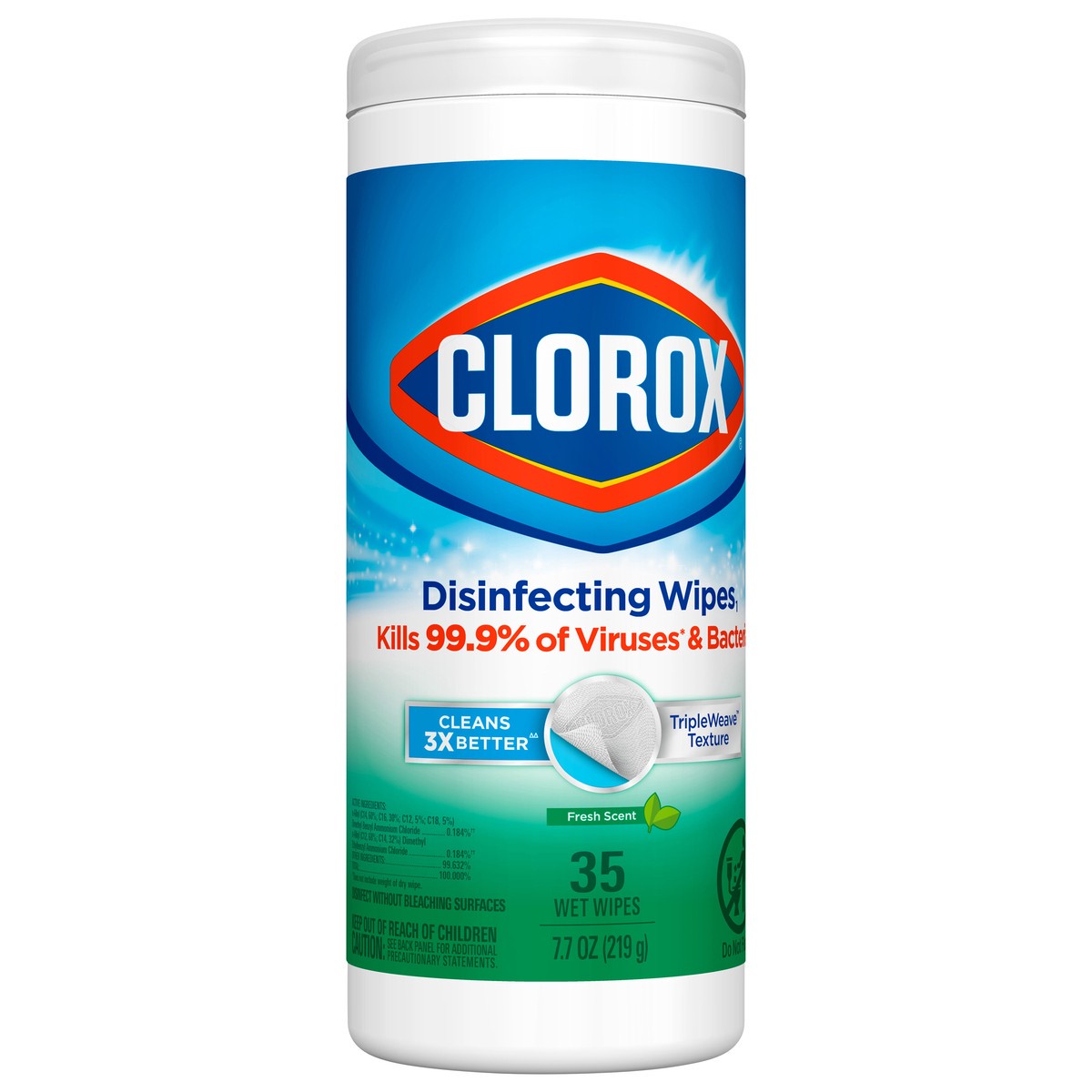 slide 3 of 4, Clorox Disinfecting Wipes, Bleach Free Cleaning Wipes, Fresh Scent, 35 Count, 8.5 oz