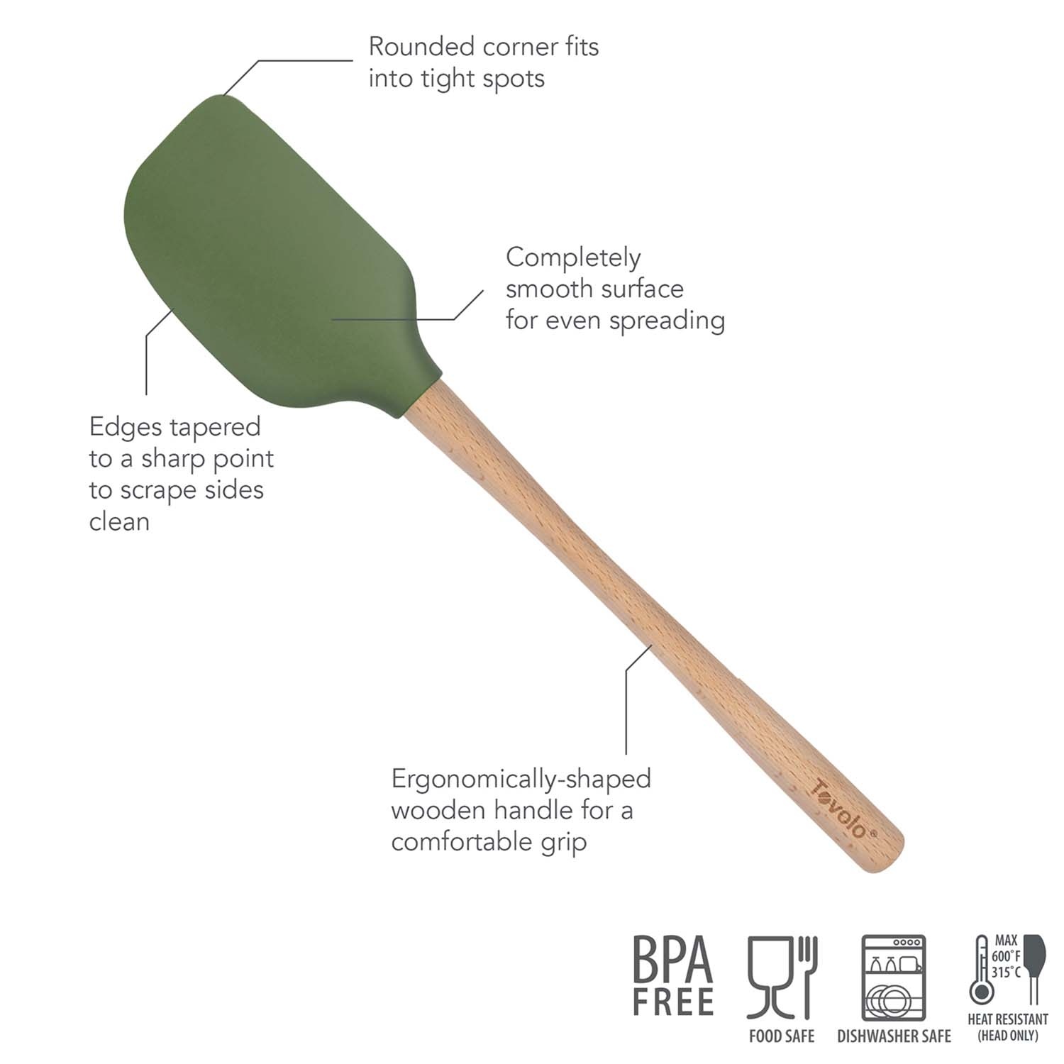 slide 1 of 1, Sur La Table Flex-Core Silicone Spatula with Wood Handle, Deep Indigo, 1 ct