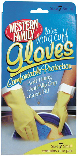 slide 1 of 1, Western Family Long Cuff Latex Small Glove, 1 ct