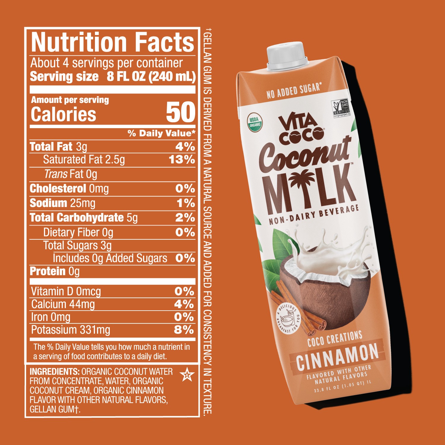 slide 3 of 5, Vita Coco Coconut M*LK, Cinnamon, 33.8oz, 33.8 oz