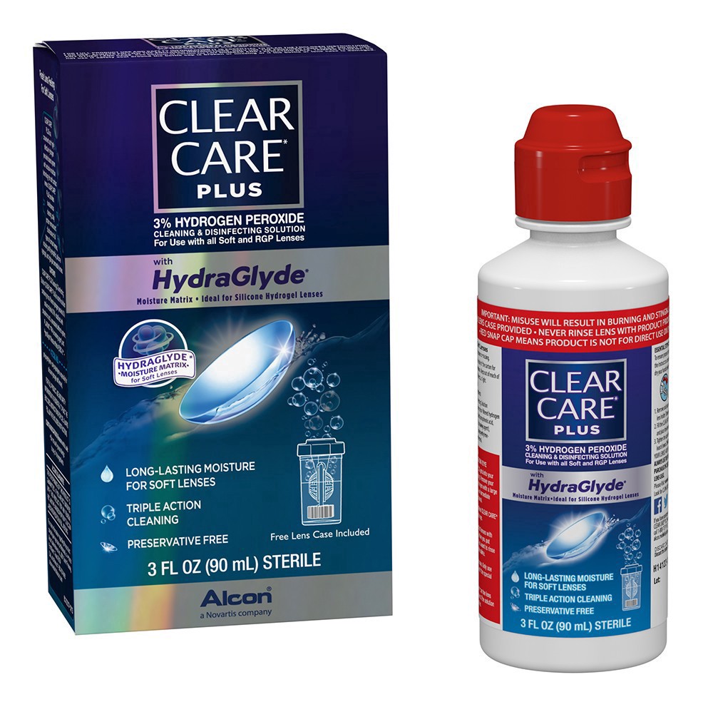 slide 2 of 5, Clear Care Plus Alcon Cleaning & Disinfecting Solution with HydraGlyde 3 fl oz, 3 fl oz