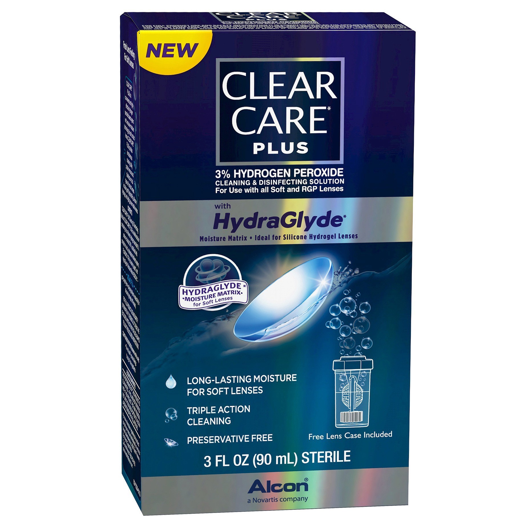 slide 1 of 5, Clear Care Plus Alcon Cleaning & Disinfecting Solution with HydraGlyde 3 fl oz, 3 fl oz