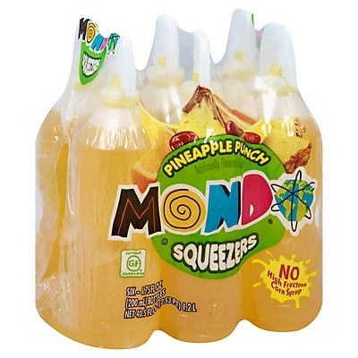 slide 1 of 1, Mondo Squeezers Pineapple Punch Bottles, 6 ct; 6.75 fl oz