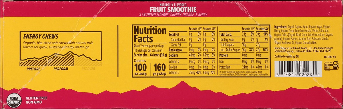 slide 8 of 13, Honey Stinger Fruit Smoothie Energy Chews 12 - 1.8 oz Packets, 12 ct