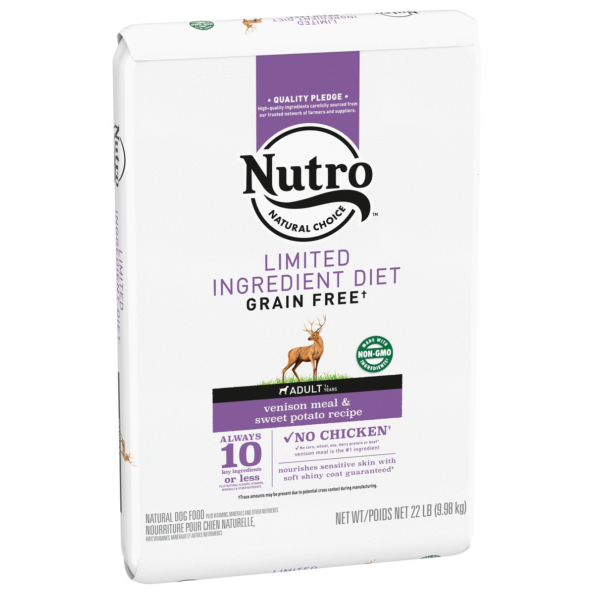 slide 4 of 9, NUTRO Limited Ingredient Diet Adult Dry Dog Food, Venison Meal & Sweet Potato Dog Kibble, 22 lb. Bag, 22.02 lb