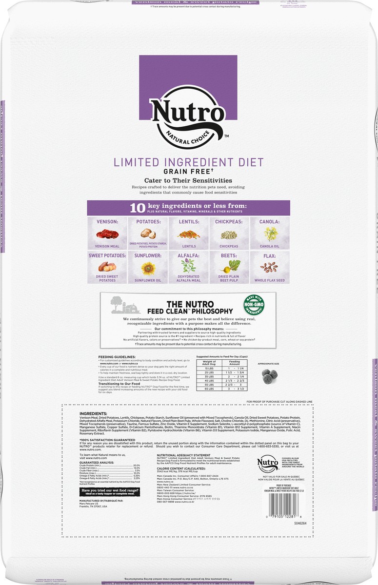 slide 7 of 9, NUTRO Limited Ingredient Diet Adult Dry Dog Food, Venison Meal & Sweet Potato Dog Kibble, 22 lb. Bag, 22.02 lb