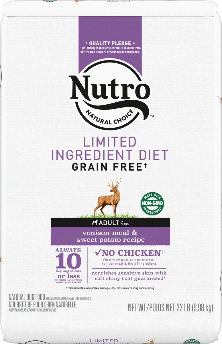 slide 2 of 9, NUTRO Limited Ingredient Diet Adult Dry Dog Food, Venison Meal & Sweet Potato Dog Kibble, 22 lb. Bag, 22.02 lb