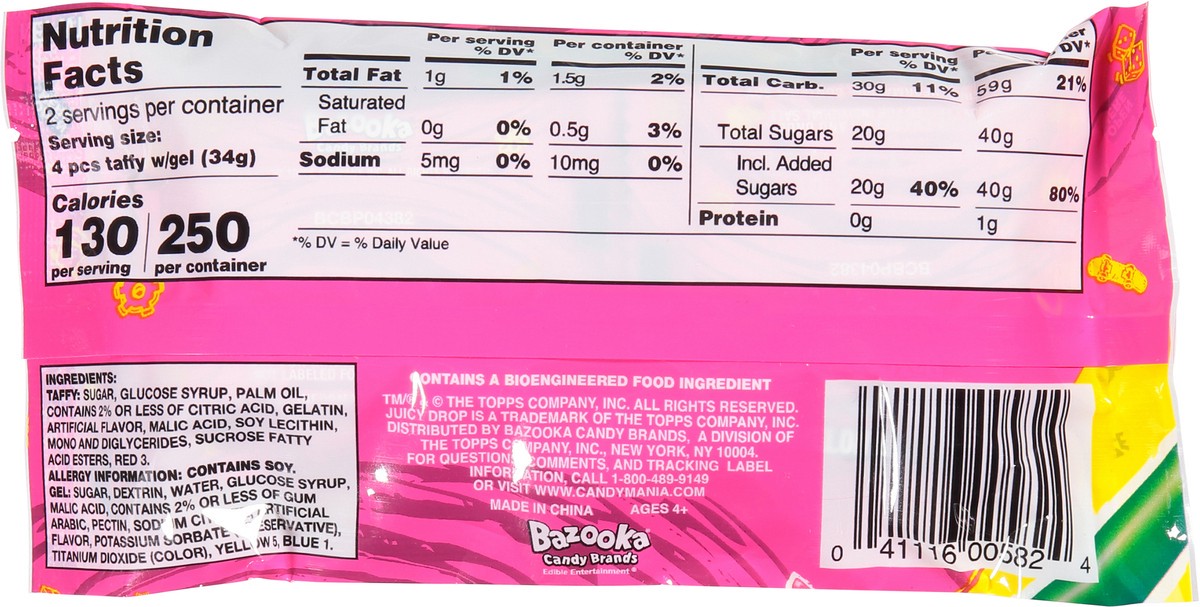 slide 5 of 9, Juicy Drop Taffy Sweet Chewy Candy with Sour Gel Pen, Assorted Flavors, 2.36 oz