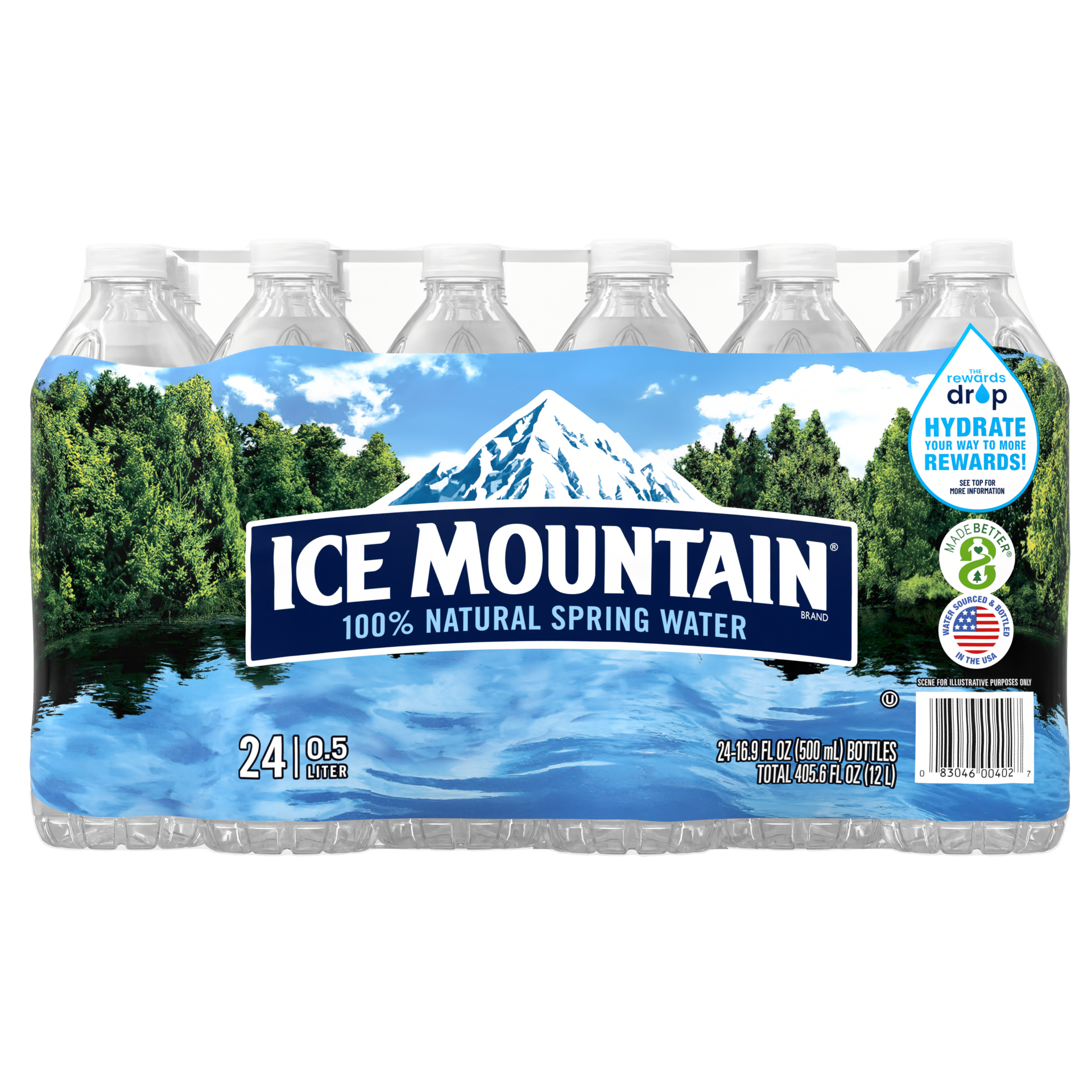 slide 1 of 8, ICE MOUNTAIN Brand 100% Natural Spring Water, 16.9-ounce bottles (Pack of 24), 16.9 fl oz