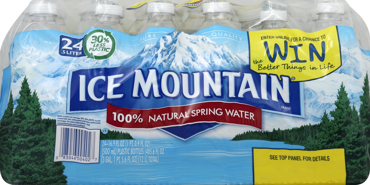 slide 6 of 6, Ice Mountain 100% Natural Spring Water Plastic Bottle, 24 ct; 16.9 fl oz