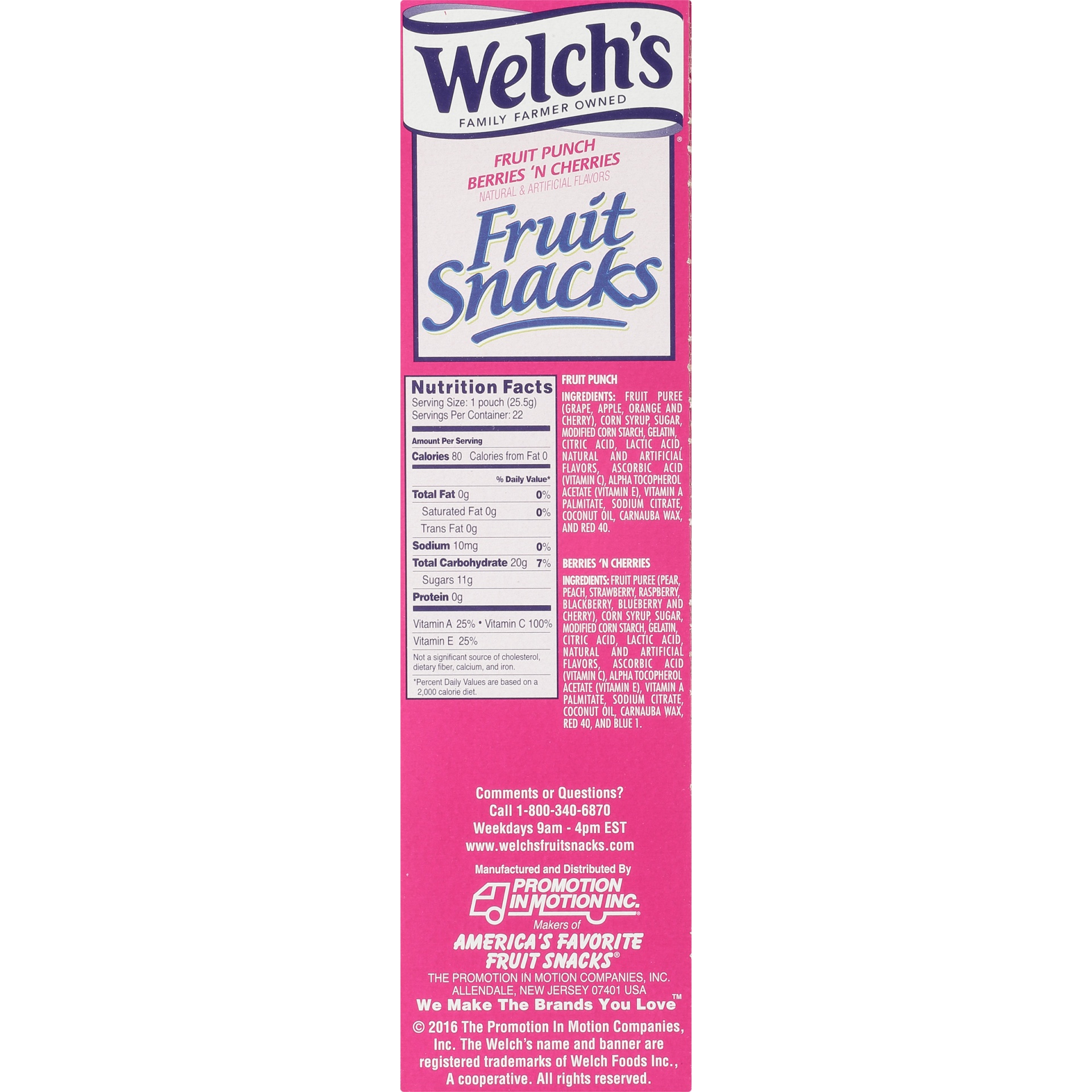 slide 6 of 9, Welch's Fruit Punch & Berries 'N Cherries Fruit Snacks, 22 ct; 0.9 oz