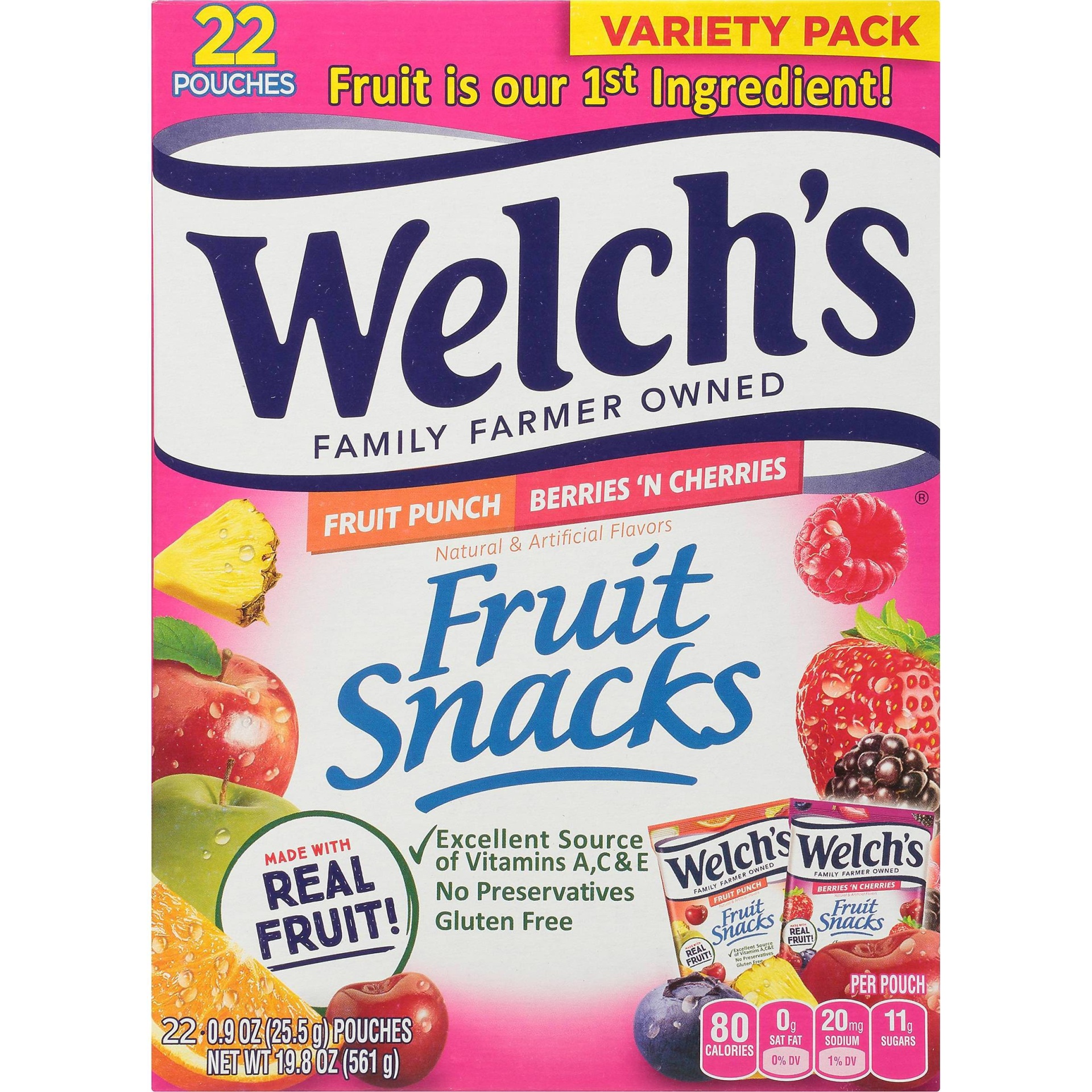 slide 1 of 9, Welch's Fruit Punch & Berries 'N Cherries Fruit Snacks, 22 ct; 0.9 oz