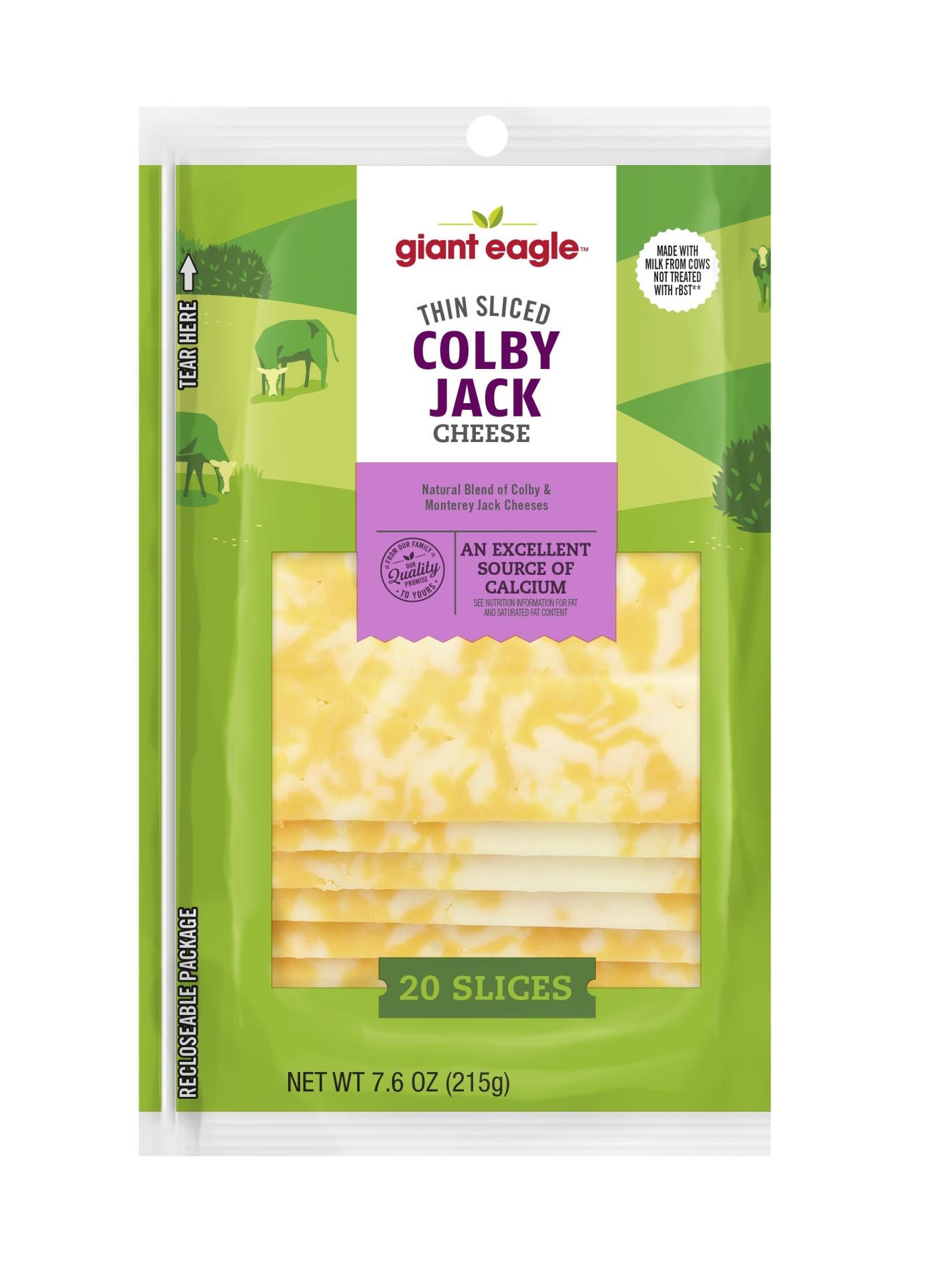 slide 1 of 1, Giant Eagle Thin Sliced Colby Jack Cheese, 7.6 oz