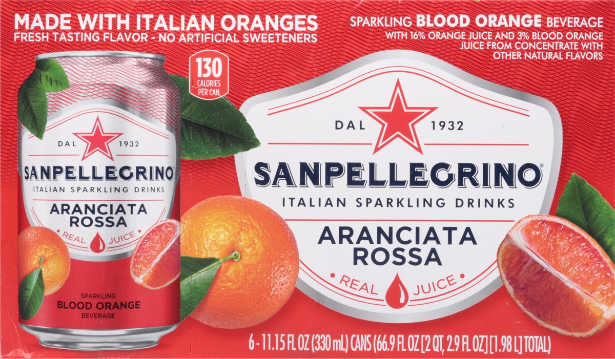 slide 3 of 14, San Pellegrino Italian Sparkling Drink Aranciata Rossa, Sparkling Orange and Blood Orange Beverage, of Cans - 66.9 oz, 66.9 oz