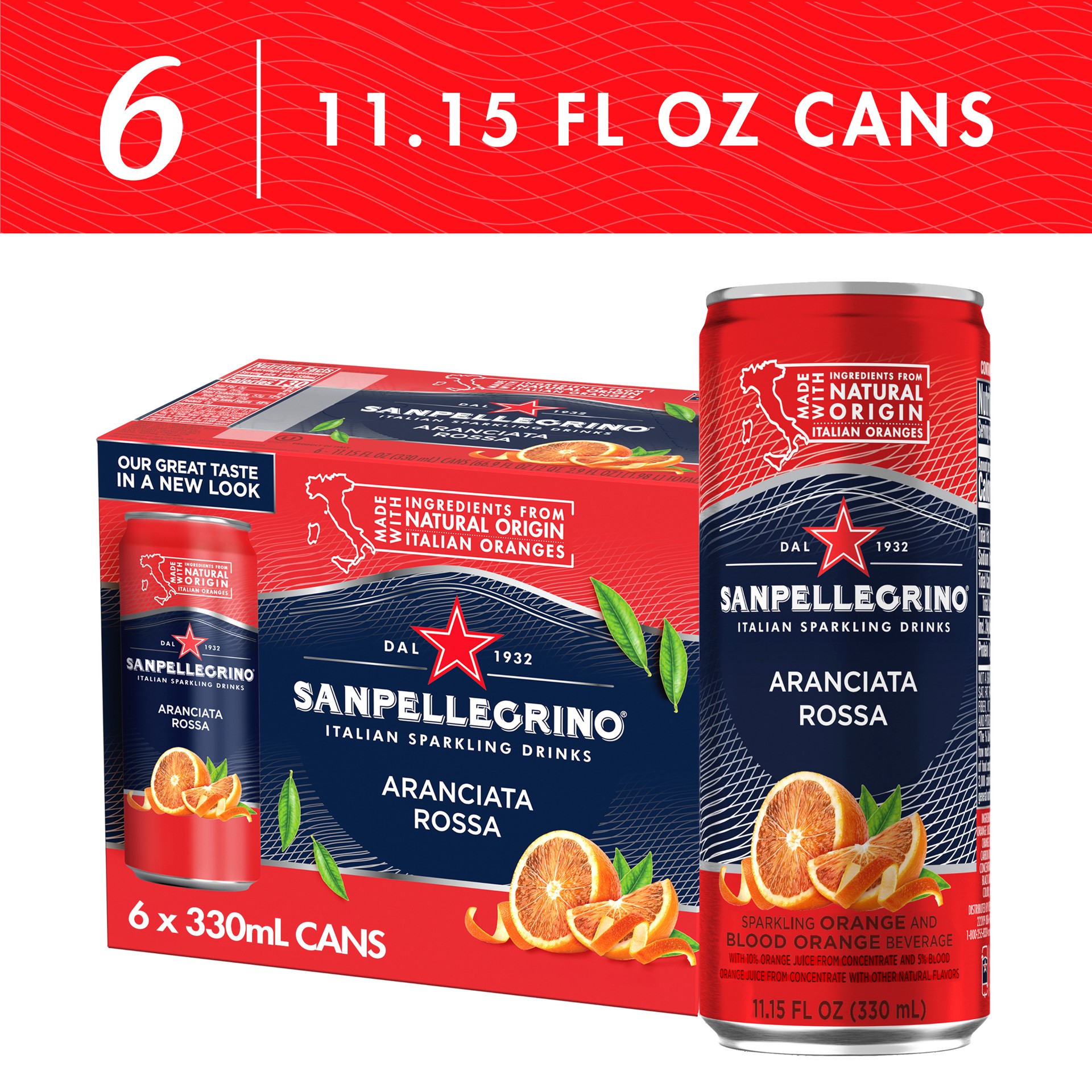 slide 1 of 14, San Pellegrino Italian Sparkling Drink Aranciata Rossa, Sparkling Orange and Blood Orange Beverage, of Cans - 66.9 oz, 66.9 oz