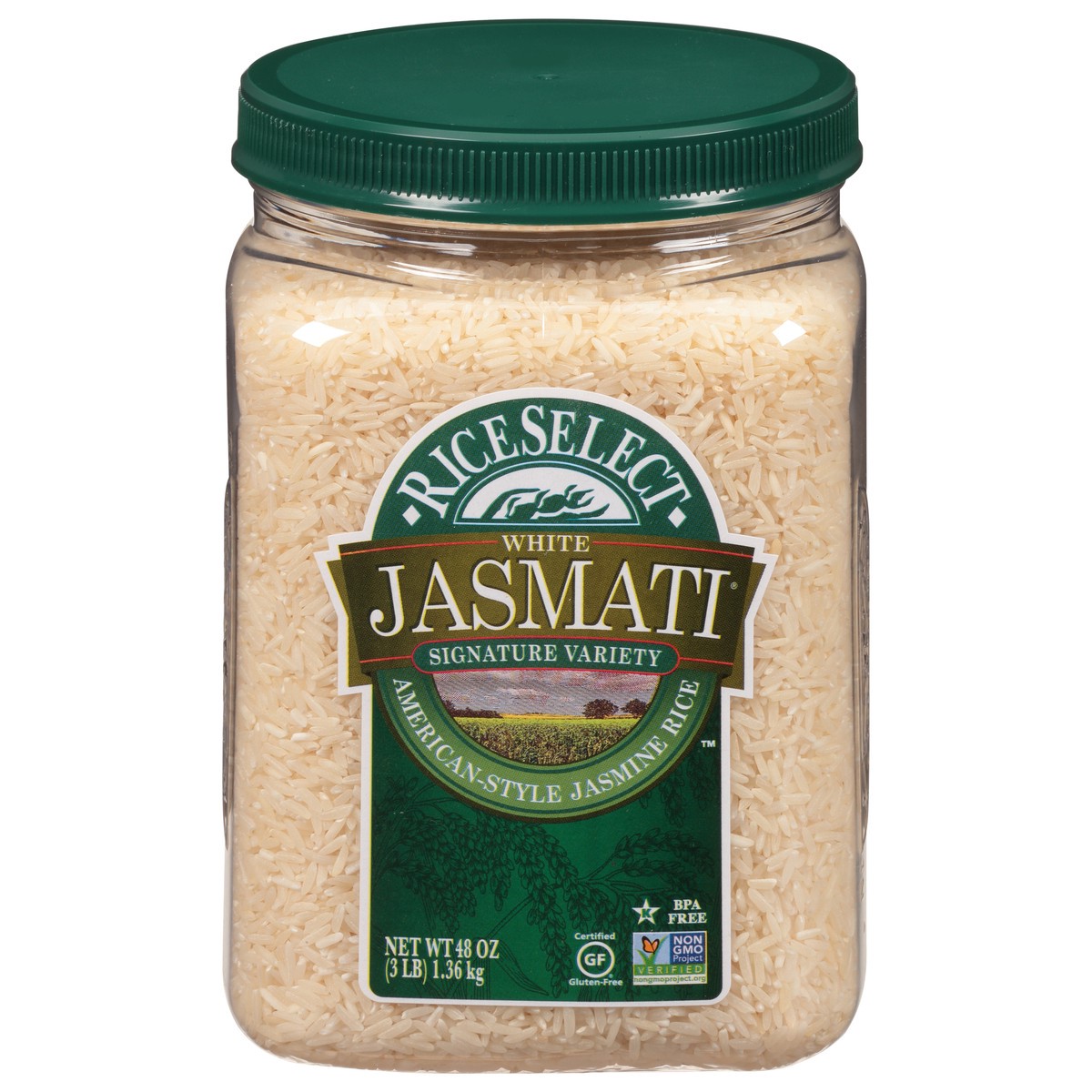 slide 1 of 9, RiceSelect Jasmati Rice, 48oz Jar, 48 oz