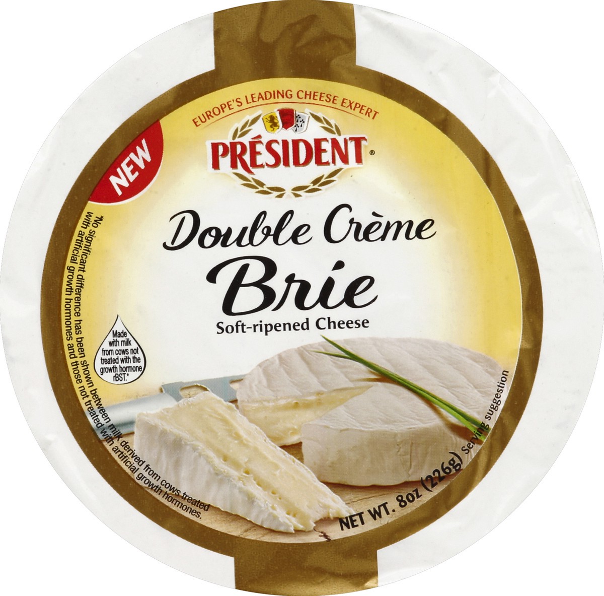slide 2 of 6, Président Brie Soft Ripened Cheese Double Cream, 8 oz