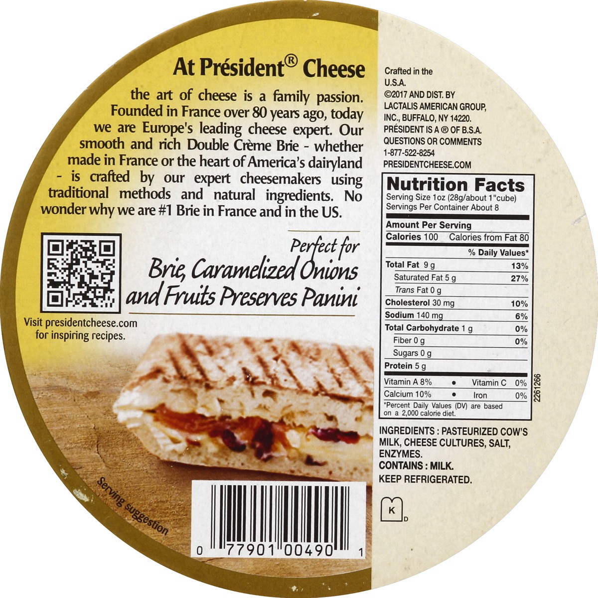 slide 4 of 6, Président Brie Soft Ripened Cheese Double Cream, 8 oz