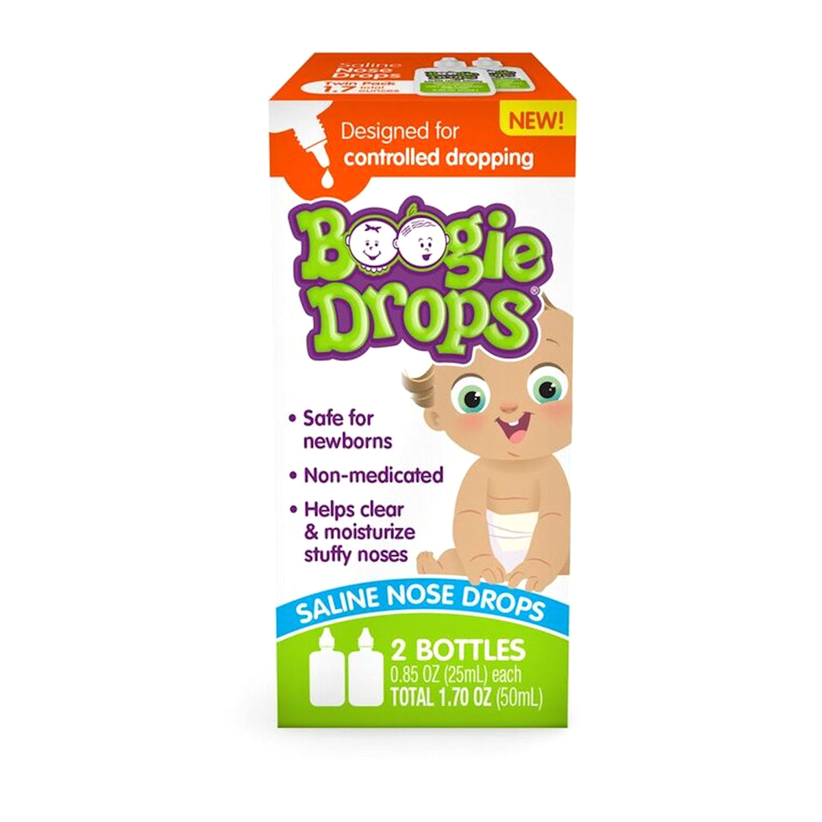 slide 2 of 5, Boogie Drops Saline Nose Drops Twin Pack, 2 ct; 0.85 oz