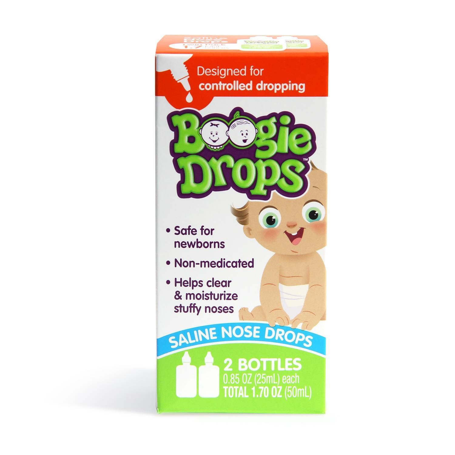 slide 1 of 5, Boogie Drops Saline Nose Drops Twin Pack, 2 ct; 0.85 oz