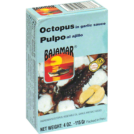 slide 1 of 1, Bajamar Pulpo Octopus In Garlic Sauce, 4 oz