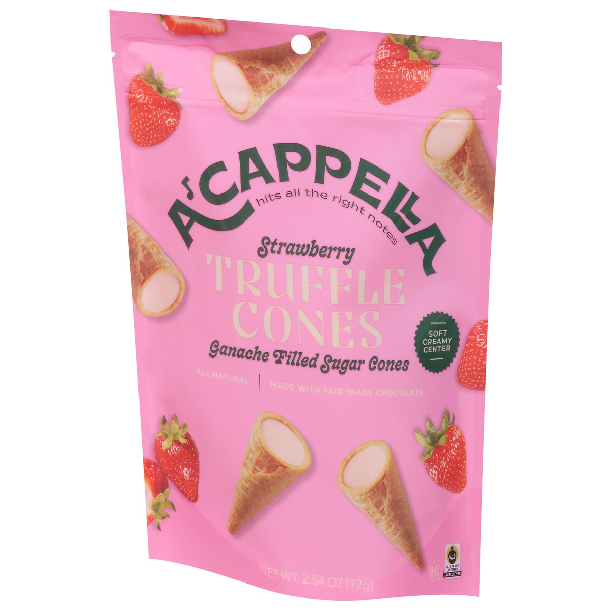 slide 6 of 14, A'Cappella Strawberry Truffles Cones 2.54 oz, 2.5 oz