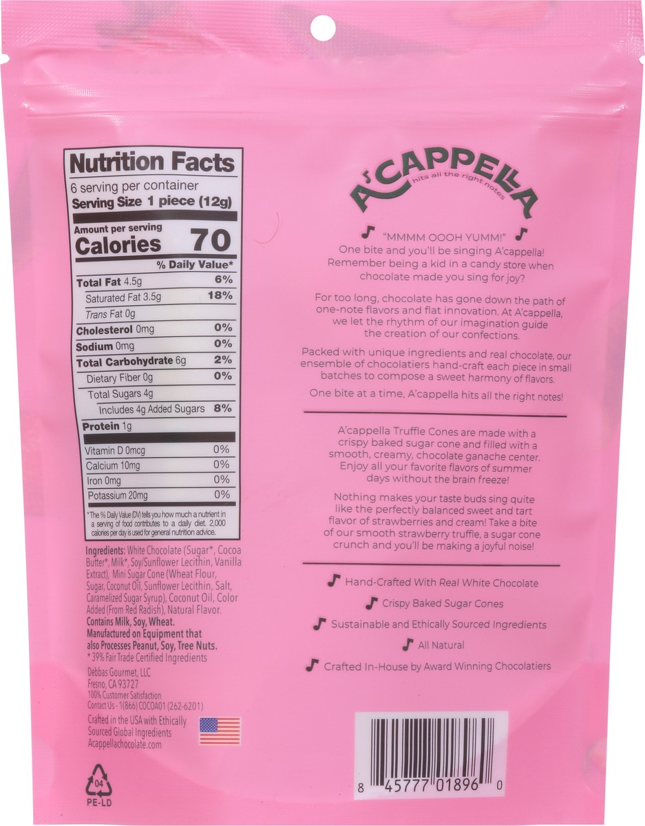 slide 2 of 14, A'Cappella Strawberry Truffles Cones 2.54 oz, 2.5 oz