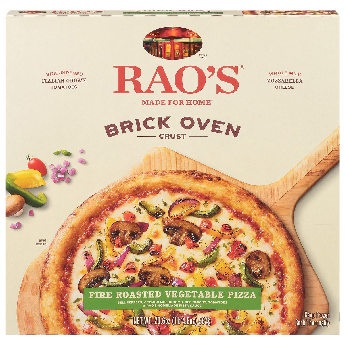 slide 1 of 4, Rao's Made for Home Brick Oven Crust Fire Roasted Vegetable Pizza 20.6 oz, 20.6 oz