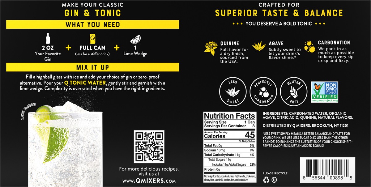 slide 11 of 13, Q Drinks Tonic Water - 8 ct, 8 ct