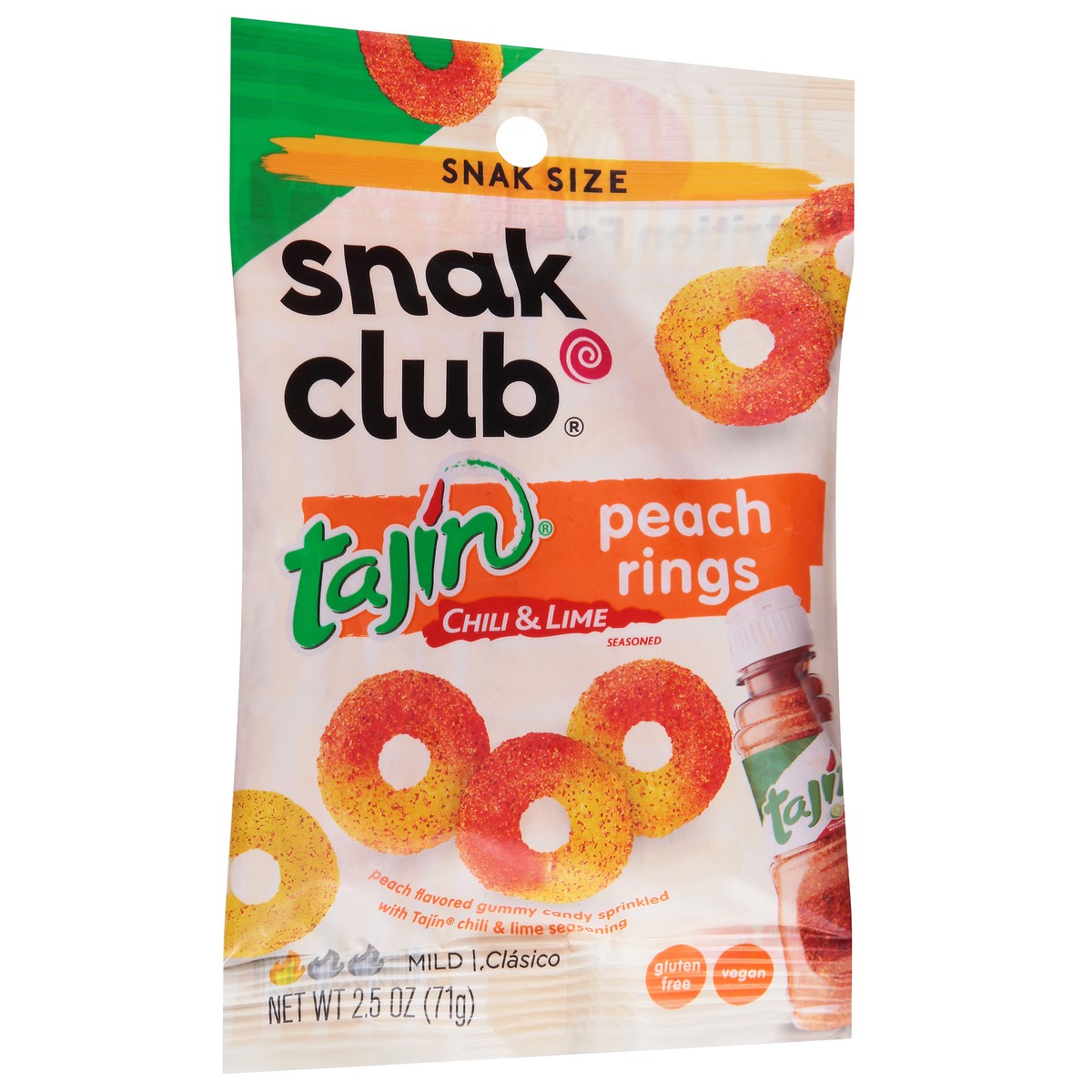 slide 2 of 13, Snak Club Mild Tajin Chili & Lime Seasoned Peach Rings Snak Size 2.5 oz, 2.5 oz
