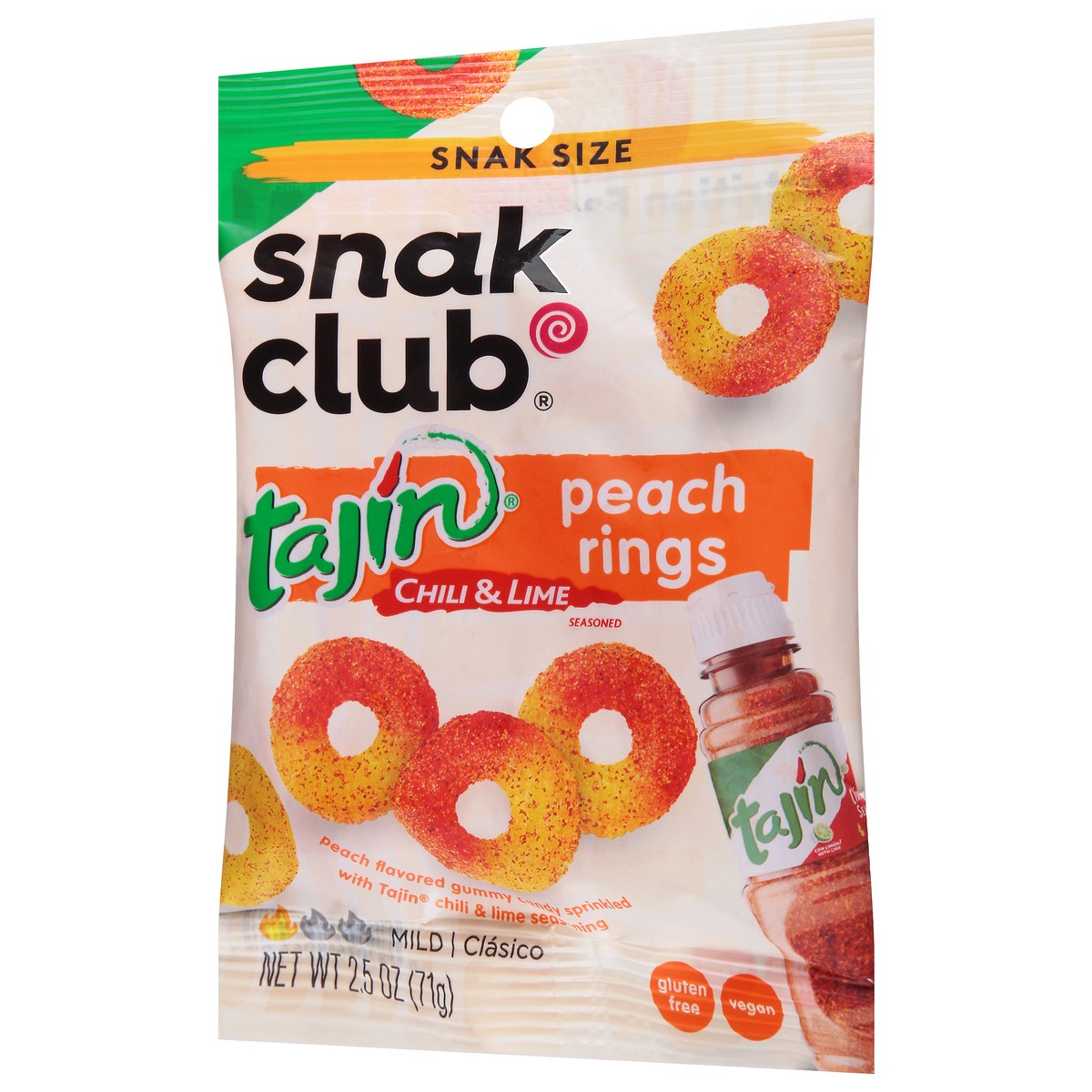 slide 7 of 13, Snak Club Mild Tajin Chili & Lime Seasoned Peach Rings Snak Size 2.5 oz, 2.5 oz