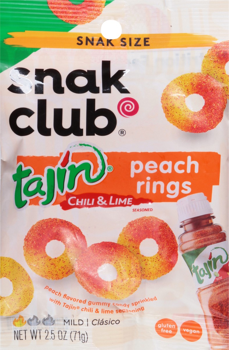 slide 8 of 13, Snak Club Mild Tajin Chili & Lime Seasoned Peach Rings Snak Size 2.5 oz, 2.5 oz