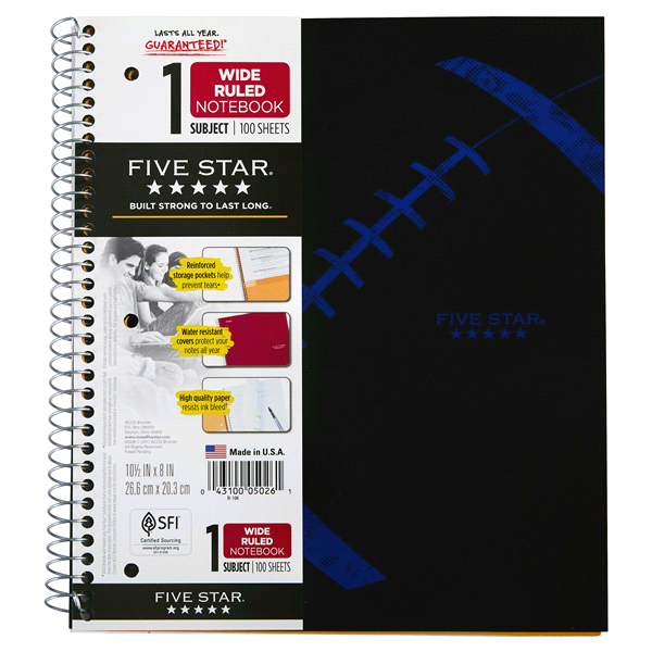 slide 1 of 1, Five Star Sports Wirebound Notebook, 1 ct