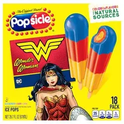 Popsicle Frozen Ice Pops & Frozen Dessert Wonder Woman, 18 Count