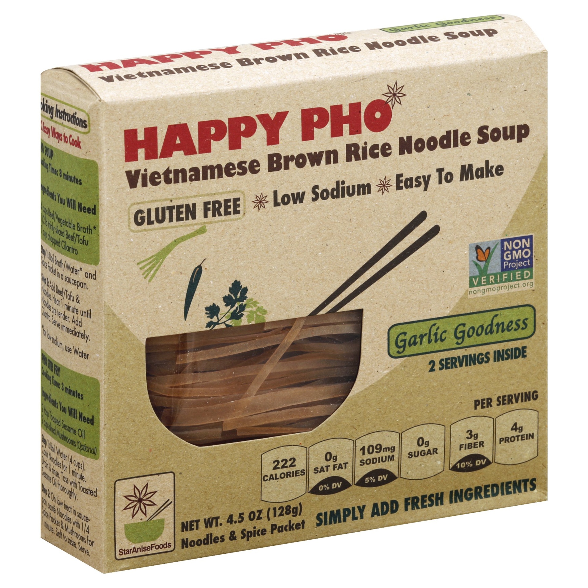 slide 1 of 1, Happy Pho Brown Rice Soup Garlic Goodness, 4.5 oz