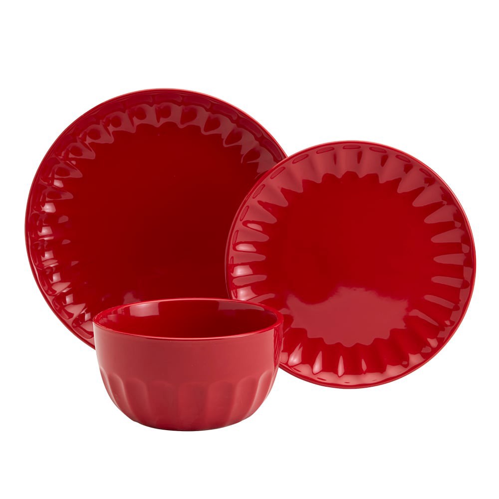 slide 4 of 4, Mason Craft And More Stoneware Cafe Dinnerware Set - Red, 12 ct