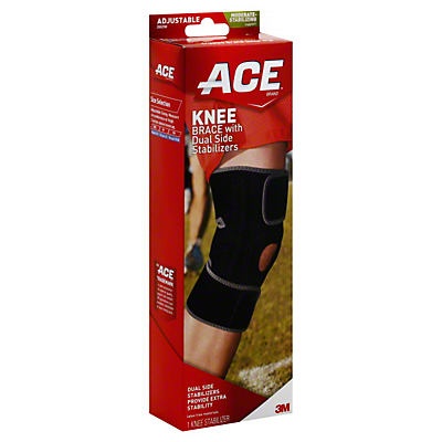 slide 1 of 1, ACE Adjustable one Size Knee Brace with Dual Side Stabilizers, One Size