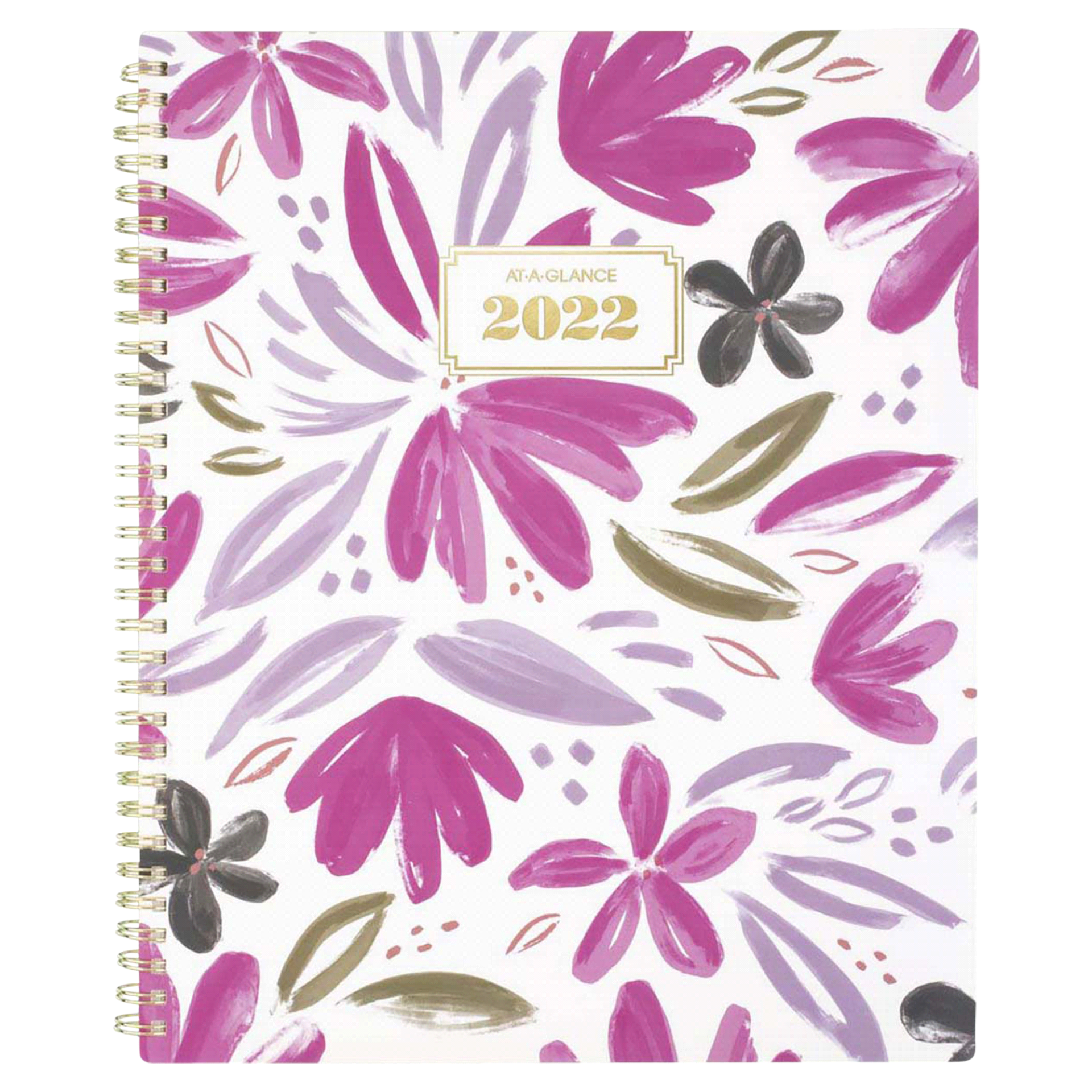 slide 1 of 4, AT-A-GLANCE BADGE Floral 2022 Weekly Monthly Planner, Large, 8 1/2" x 11", 11 in