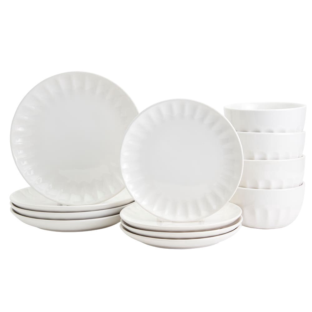 slide 1 of 5, Mason Craft And More Stoneware Cafe Dinnerware Set - White, 12 ct