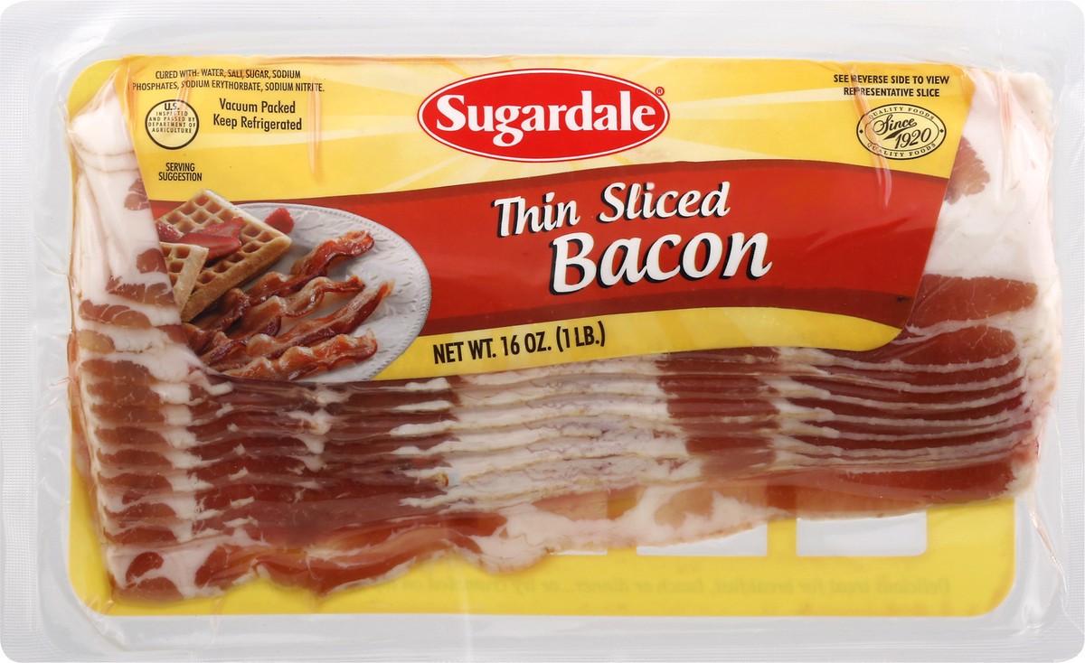 slide 3 of 13, Sugardale Thin Sliced Bacon 16 oz, 16 oz