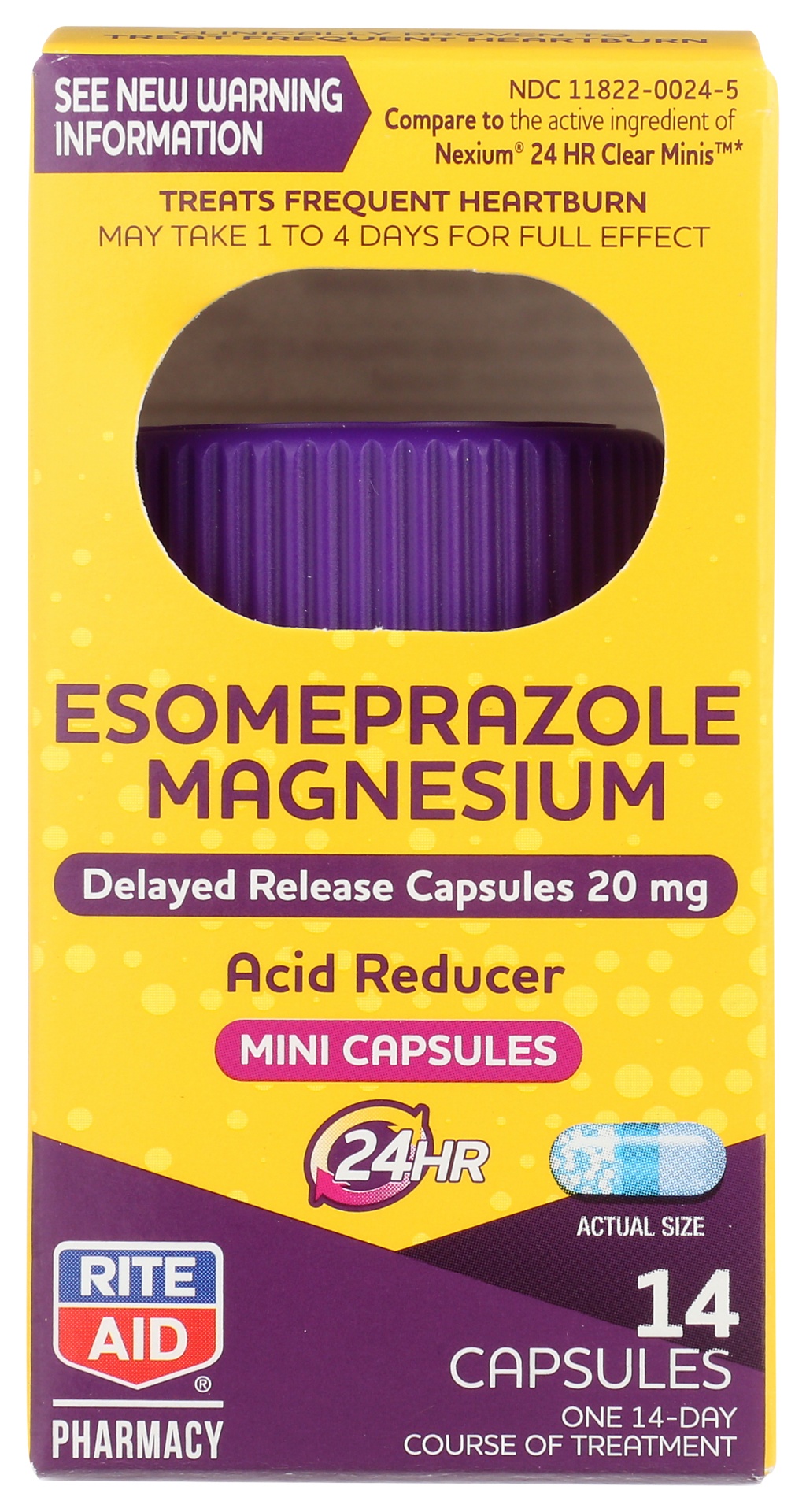 slide 1 of 2, Rite Aid Esomeprazole Magnesium, Mini Capsules, 20mg, 14 ct