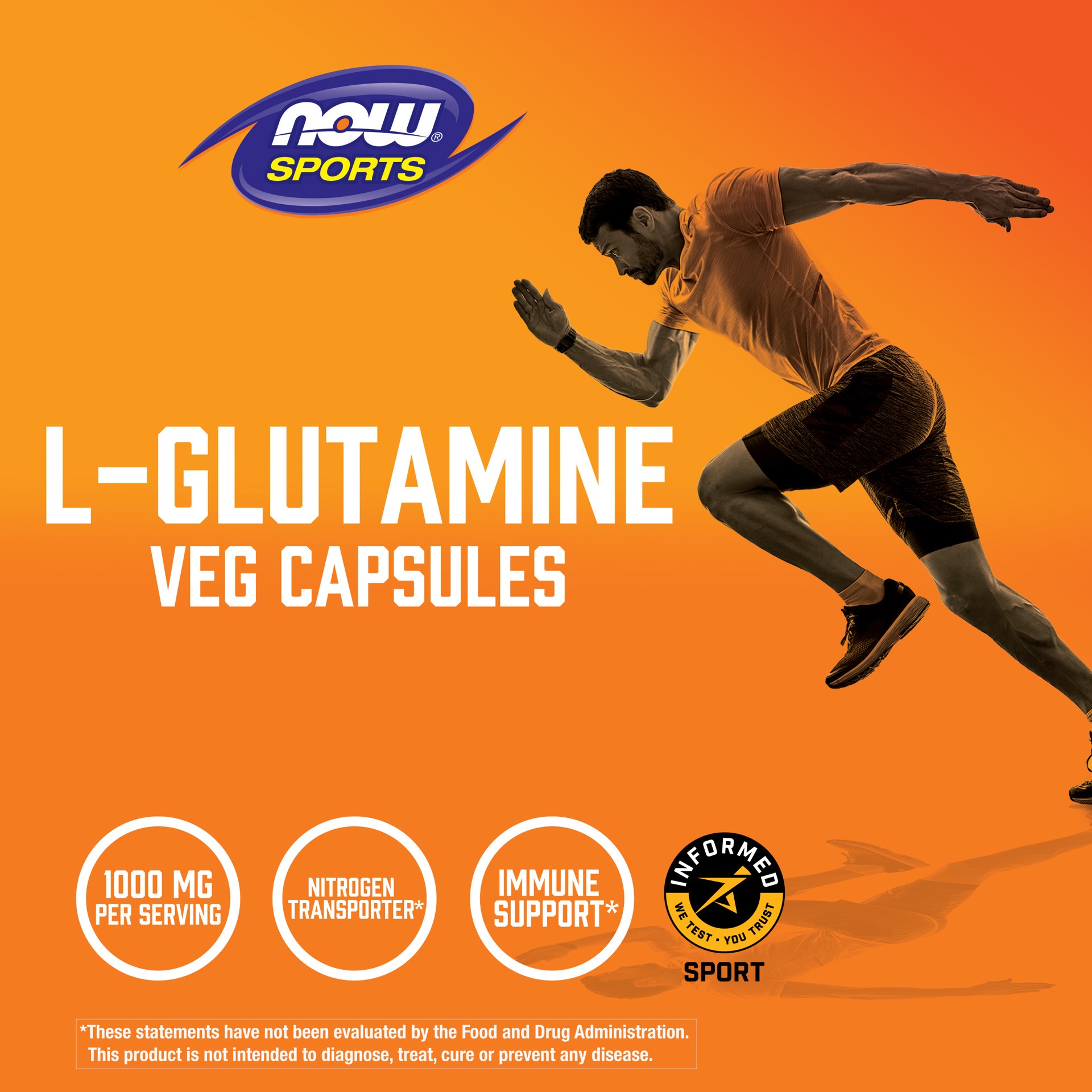 slide 2 of 5, NOW Sports L-Glutamine, Double Strength 1000 mg - 240 Veg Capsules, 240 ct