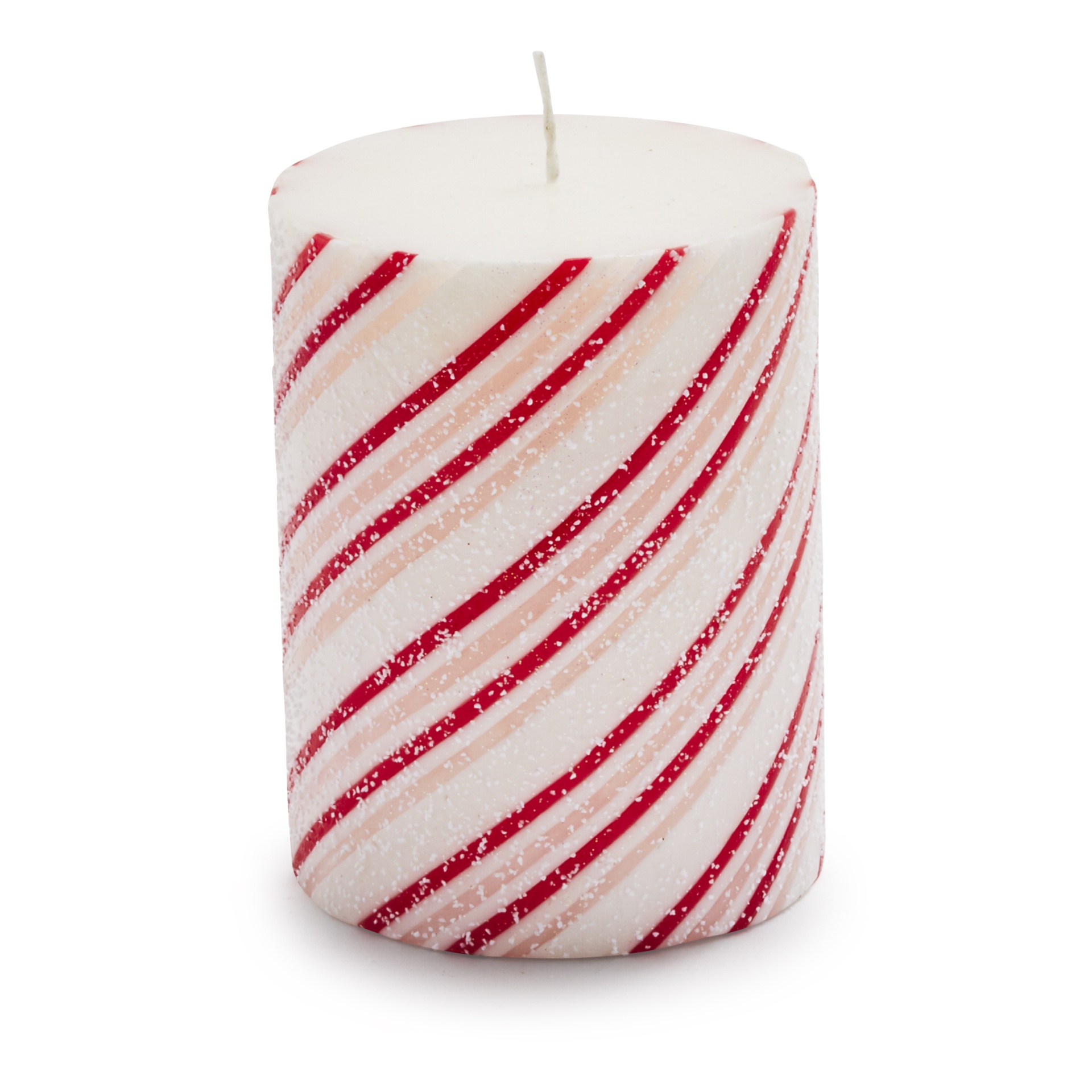 slide 1 of 1, Sur La Table Peppermint Stripe Pillar Candles, 3 in x 6 in